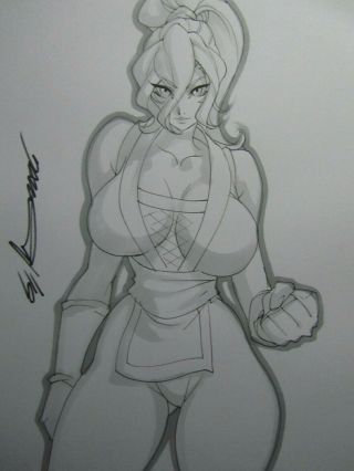 Maki Final Fight Girl Sexy Busty Sketch Pinup - Daikon Art