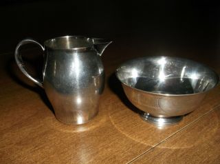 Reed & Barton Paul Revere Miniature Bowl Pitcher Silver Plate Cream & Sugar