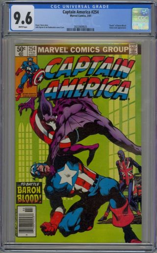 Captain America 254 Cgc 9.  6 Nm,  Wp Marvel 1981 Byrne & Death Of Baron Blood