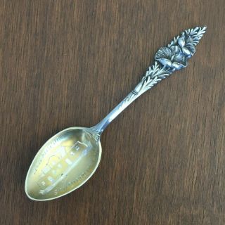 Sterling Silver Gilt Engraved Old Mission San Diego Souvenir Demitasse Spoon