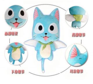 12  Fairy Tail Cat Blue Lovely Anime Happy Cartoon Doll Plush Soft Top Toy