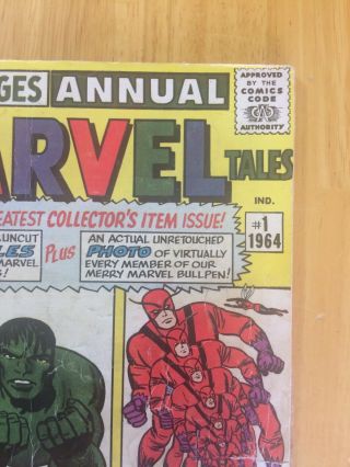 Marvel Tales Annual No.  1 VG - (3.  5) 1964 72 Page - Spider - Man Hulk Thor Ironman 3
