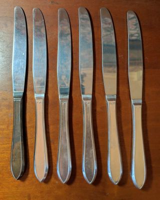 6 Vintage Wm Rogers Lufberry Silverplate Dinner Knives