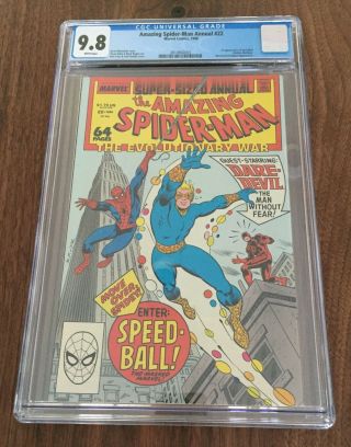 Spider - Man Annual 22,  Cgc 9.  8 1st Appearance Of Speed Ball