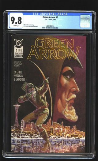 Green Arrow 1 Cgc 9.  8 Nm/mint Mike Grell Cover Dc 1988
