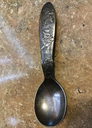 Vntg Wm Rogers & Son Aa Three Little Pigs Fork Spoon Silver Plate Baby