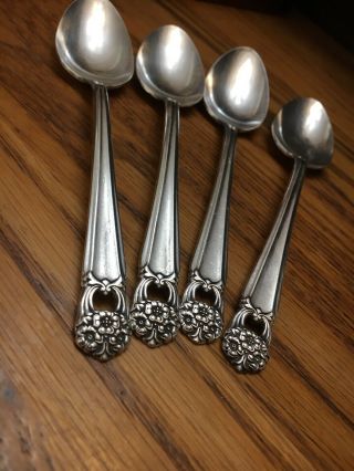 Rogers Bros 1847 Eternally Yours Set Of 4 Dessert Spoons Silverplate.  Stamped