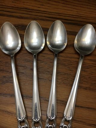 Rogers Bros 1847 Eternally Yours Set of 4 Dessert Spoons Silverplate.  Stamped 4