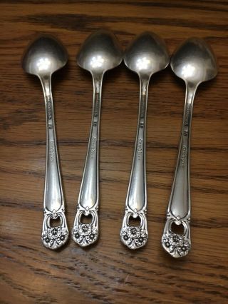 Rogers Bros 1847 Eternally Yours Set of 4 Dessert Spoons Silverplate.  Stamped 5