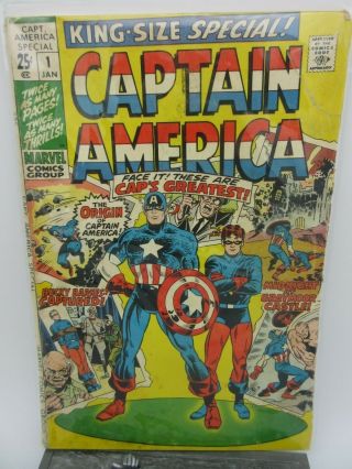 Captain America King - Size Special 1 (1971) Gd/vg Origin Of Captain America