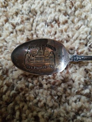 State Capitol Des Moines Iowa Payne & Baker Sterling Silver Souvenir Spoon 1891