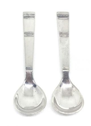 Mid - Century Modern Set Of 2 Sterling Silver Salt Spoons By H.  Nils Denmark C1960s