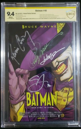 Batman 40 Joker Mask Movie Variant Cbcs 9.  4 Signed Capullo Snyder Conroy Rare