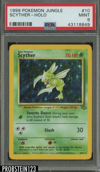 1999 Pokemon Jungle 10 Scyther - Holo Psa 9