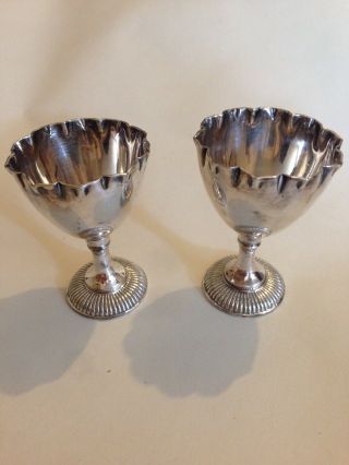 Antique Silver Plated Egg Cup Pair