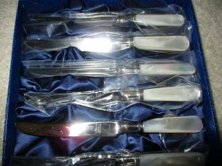 Samual Peace John Derby Sheffield Silverplate Set Of 6 Knives 1 Mother Of Pearl