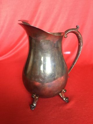 Vintage W&s Blackinton Silverplate Ice Lip Edge Water Pitcher Footed