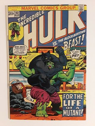 Incredible Hulk 161 (f/vf 7.  0) 1973 Beast Cover & Appearance; The Mimic Dies