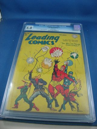 Leading Comics 12 Cgc 5.  0 Green Arrow Star Spangled Kid 1944