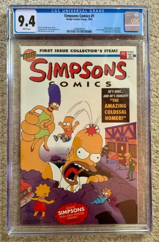 Simpsons Comics 1 Cgc 9.  4 Bongo Comic First Issue Collector 