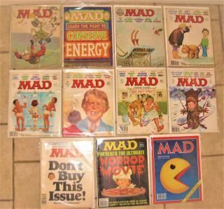 11 Vintage Mad Magazines 1966,  74,  77,  (3) 78.  79,  (2) 80,  81,  82
