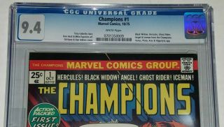 Champions 1 CGC 9.  4 NM White Pages Marvel 1975 1st Champions 2