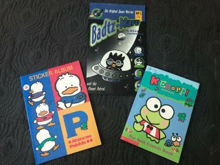 Vintage 90s Sanrio Pekkle Sticker Album,  Keroppi Friend Book,  Badtz Maru Comic
