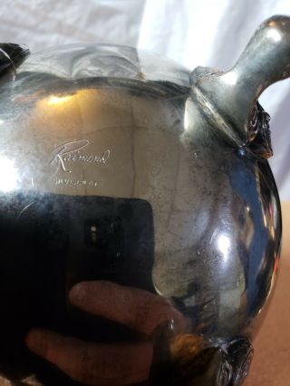 Vintage Raimond Silverplate Water,  Tea Margarita Pitcher Ice Guard Heavy Footed 5