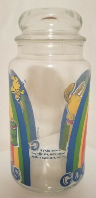 Vintage 1965 Snoopy Peanuts Glass Goodies Jar/Container With Lid - Schultz 2