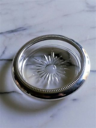Crystal And Silver Coaster/ashtray By Leonard Italy,  1 Each
