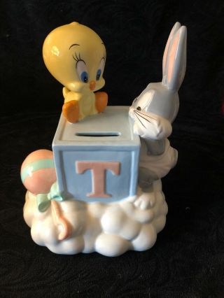 Vintage Looney Tunes Baby Bugs Bunny & Tweety Bird Bank Warner Bros 1998
