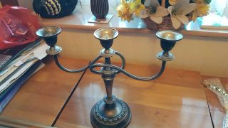Antique Silver Plated Twist 3 Arm Candelabra Candle Holder Stick
