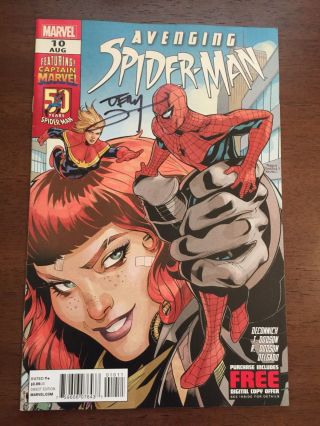 Avenging Spider - Man 10 Signed By Artist Terry Dodson 2nd Captain Marvel Comic