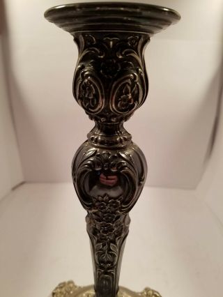 Victorian Rose Wm.  Rogers & Son 1915 Silverplate Embossed Candlestick Holder
