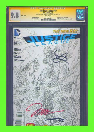 Justice League 10 Sketch Variant Cgc 9.  8 Ss Jim Lee Aquaman Batman Superman