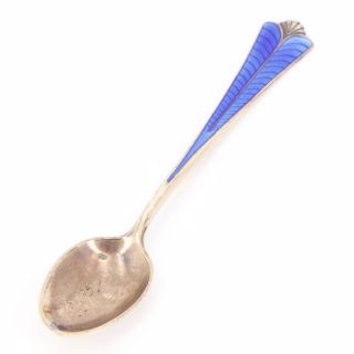 Vtg Sterling Silver - David Andersen Norway Blue Enamel Demitasse Spoon - 9.  5g