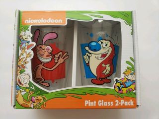 Nickelodeaon Ren & Stimpy Glass Pints 16oz.  Collectable Item.