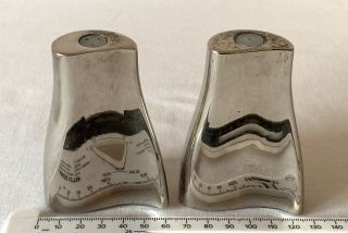 Vintage Pair Salt Pepper Pots Cellar Shakers Silver Plated Grape Vine Motif 5