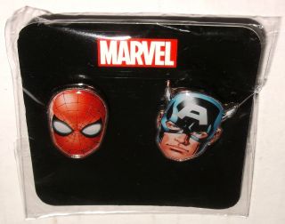 Classic Captain America & Spider - Man Head Enamel Pins Marvel Unlimited Exclusive