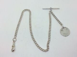Fantastic Antique Vintage Silver Metal Albert Chain Pocket Watch Medal Fob 34cm