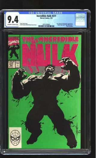 Incredible Hulk 377 Cgc 9.  4 Nm 1st Professor Hulk Dale Keown Cover Marvel 1988