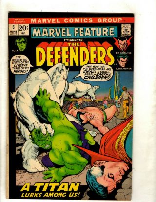 Marvel Feature 3 Vf Comic Book Feat.  Defenders Hulk Dr.  Strange Namor Rs1