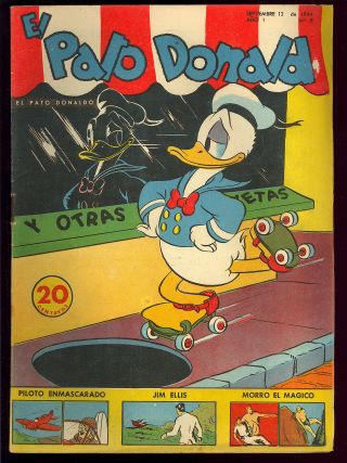 Donald Duck V1 9 Rare Sub - Mariner Foreign Ed.  Carl Barks Disney Comic 1944 Fn -
