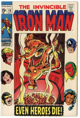 Iron Man 18 Vf/nm 9.  0 Ow/white Pages Avengers App.  Marvel 1969
