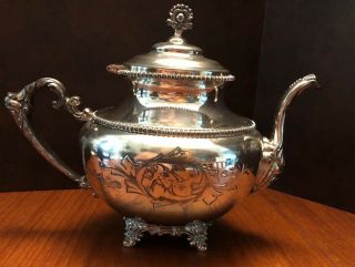 Victorian Knickerbocker Silver Co.  Quadruple Plate Tea Pot