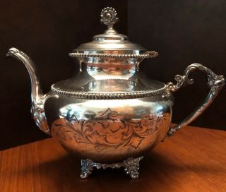 Victorian KNICKERBOCKER SILVER CO.  Quadruple Plate Tea Pot 2
