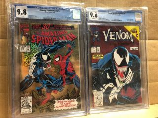 The Spider - Man 375 And Venom Lethal Protector 1 Cgc 9.  8 Bundle