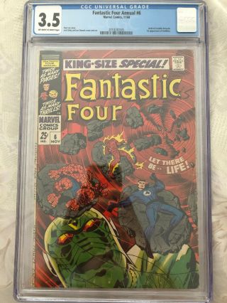 Fantastic Four Annual 6 Cgc 3.  5 Birth Of Franklin Richards