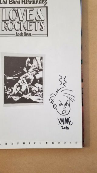 LOVE and ROCKETS Signed with Art BOOK 3 HC Jaime Beto Hernandez 1st Ed. 4