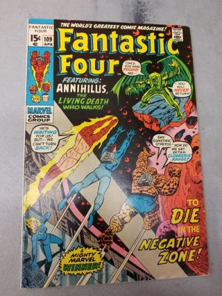 Fantastic Four 109 (apr 1971,  Marvel) App Annihilus Vf.  Key Book